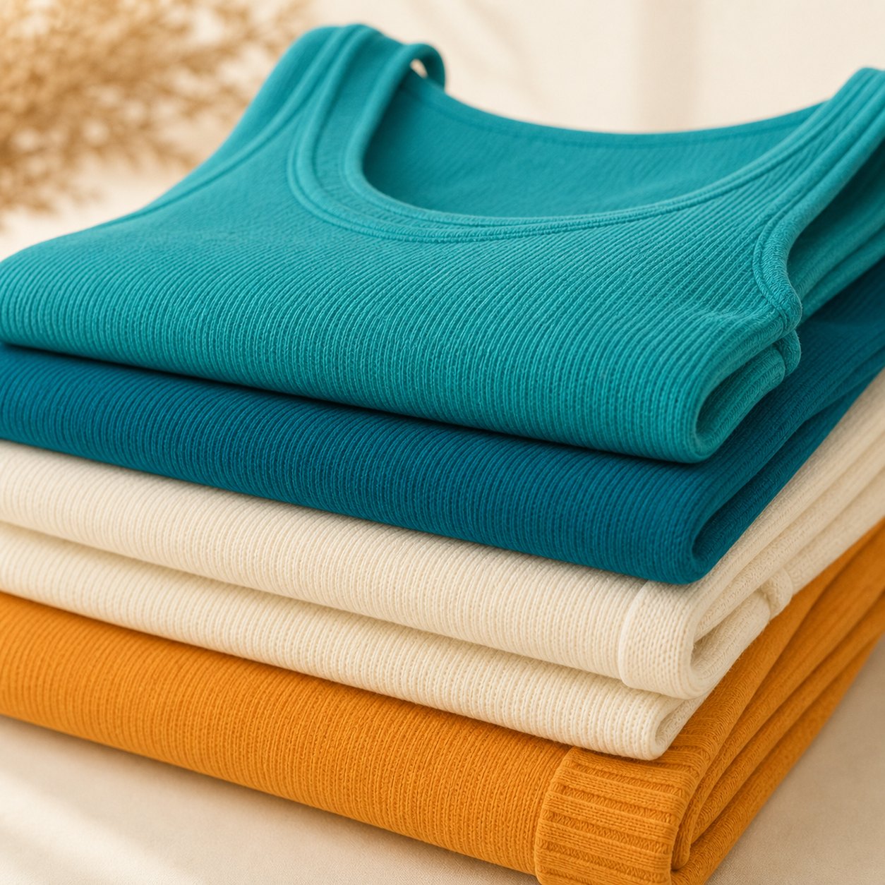Close-up of seamless knit texture with knitted-in rib zones