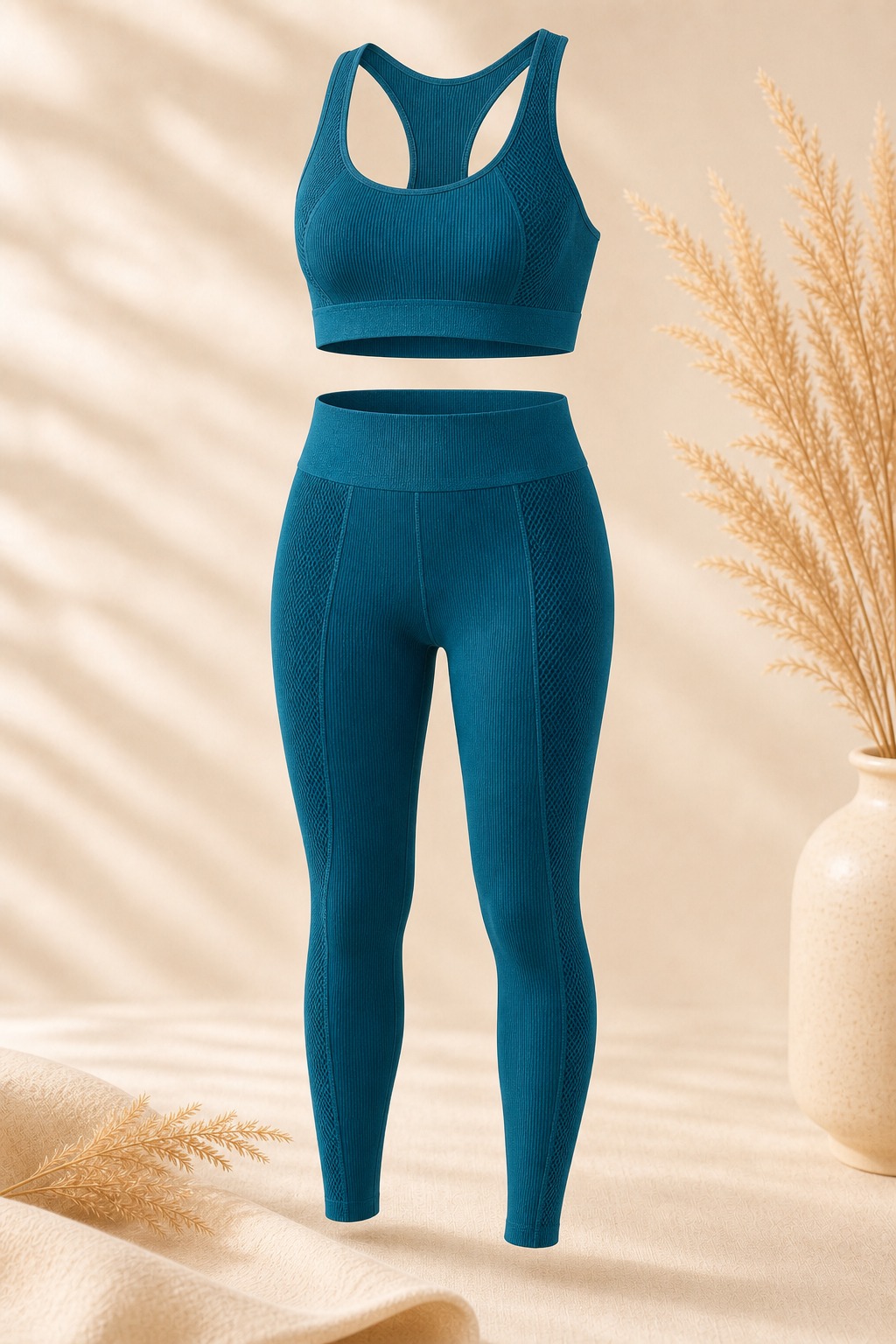 Seamless activewear leggings and sports bra set