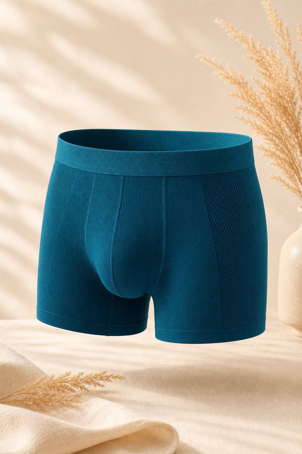 Seamless men's boxer briefs with flat waistband